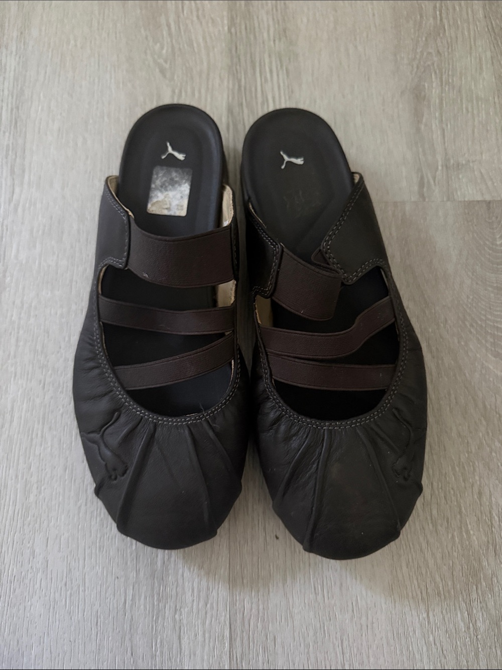 Puma Black Slip-On Elastic-Strap Ballet Flats